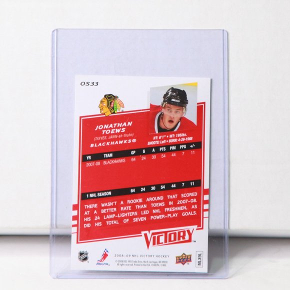 Jonathan Toews Upper Deck Victory Jumbo 2008/09 Chicago Blackhawks #OS33 - Picture 2 of 2